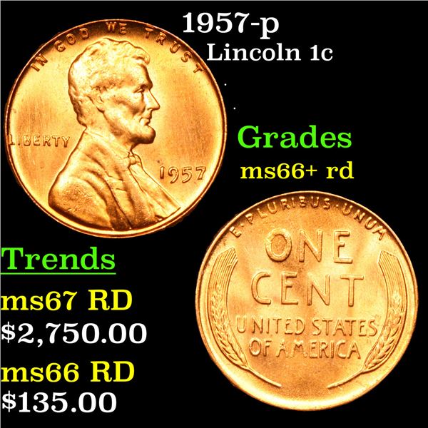 1957-p Lincoln Cent 1c Grades GEM++ RD