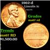 Image 1 : 1962-d Lincoln Cent 1c Grades GEM++ Unc RD