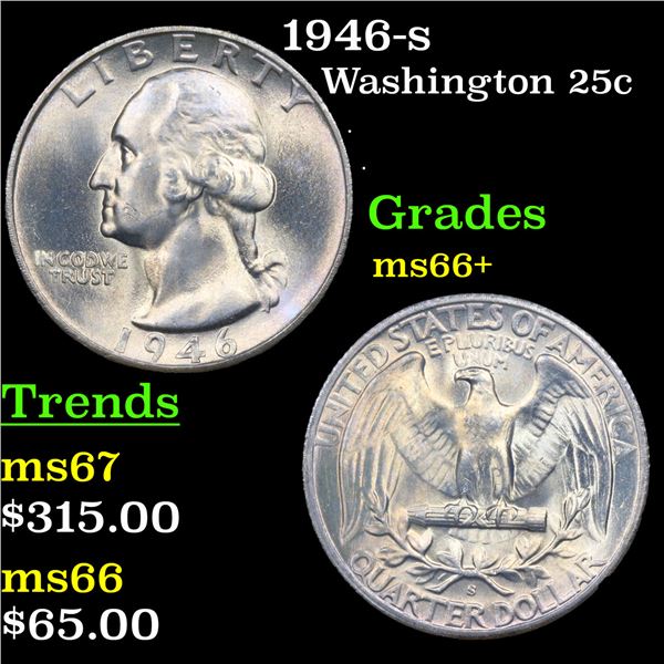 1946-s Washington Quarter 25c Grades GEM++ Unc