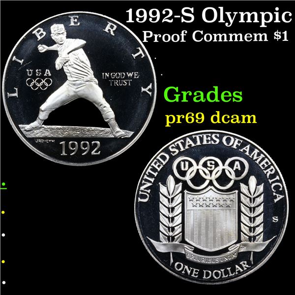 Proof 1992-S Olympic Modern Commem Dollar $1 Grades GEM++ Proof Deep Cameo