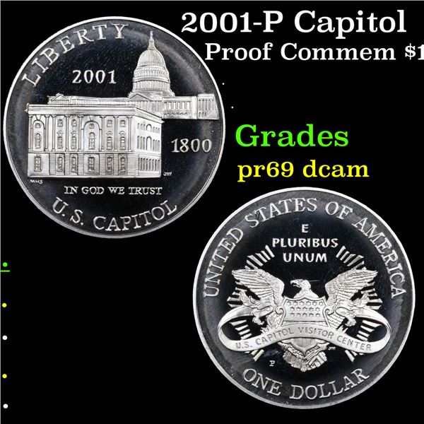Proof 2001-P Capitol Modern Commem Dollar $1 Grades GEM++ Proof Deep Cameo