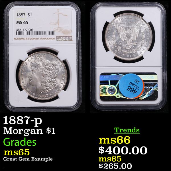 NGC 1887-p Morgan Dollar $1 Graded ms65 By NGC