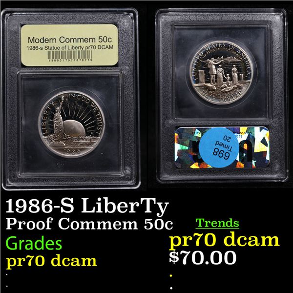 Proof 1986-S LiberTy Modern Commem Half Dollar 50c Graded GEM++ Proof Deep Cameo By USCG