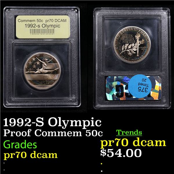 Proof 1992-S Olympic Modern Commem Half Dollar 50c Graded GEM++ Proof Deep Cameo By USCG