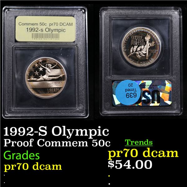 Proof 1992-S Olympic Modern Commem Half Dollar 50c Graded GEM++ Proof Deep Cameo By USCG