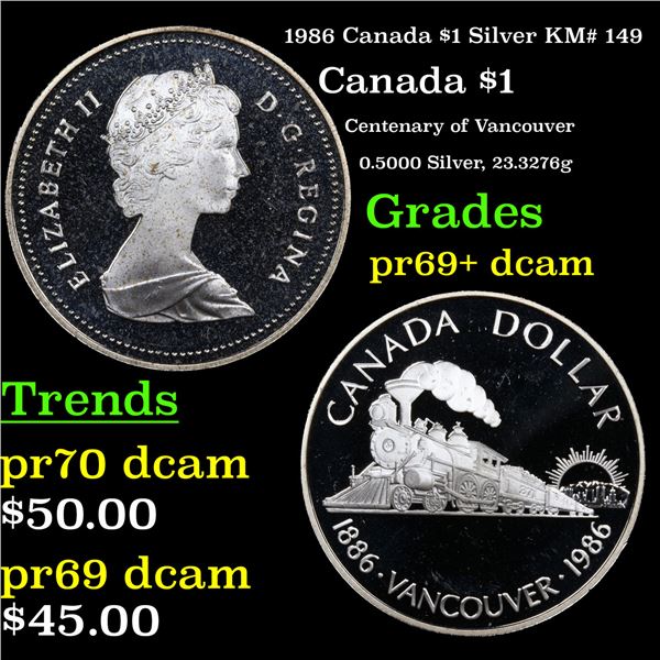 Proof 1986 Canada $1 Silver Canada Dollar KM# 149 $1 Grades GEM++ Proof Deep Cameo