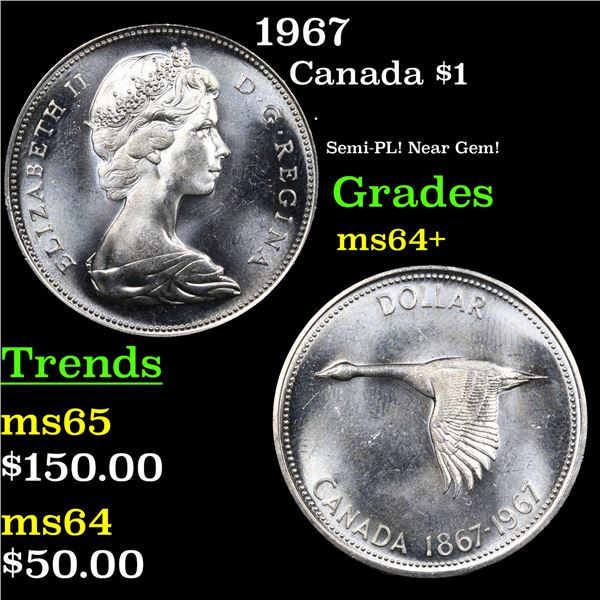 1967 Canada Dollar $1 Grades Choice+ Unc