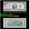 Image 1 : 1976 $2 Federal Reserve Note 1st Day of Issue, with Stamp Grades Gem CU
