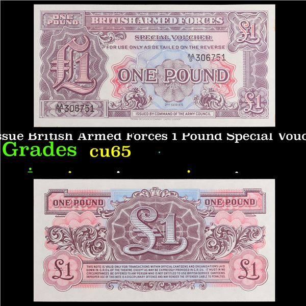 1948 2nd Issue British Armed Forces 1 Pound Special Voucher P# M22a Grades Gem CU