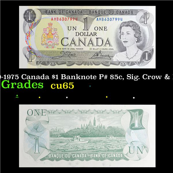 1969-1975 Canada $1 Banknote P# 85c, Sig. Crow & Bouey Grades Gem CU