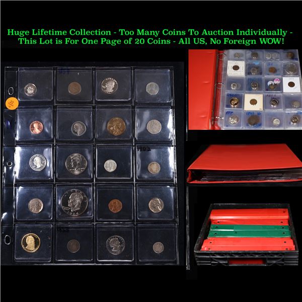 Huge Liifetime Collection - Too Many Coins To Auction Individually - This Lot is For One Page of 20 