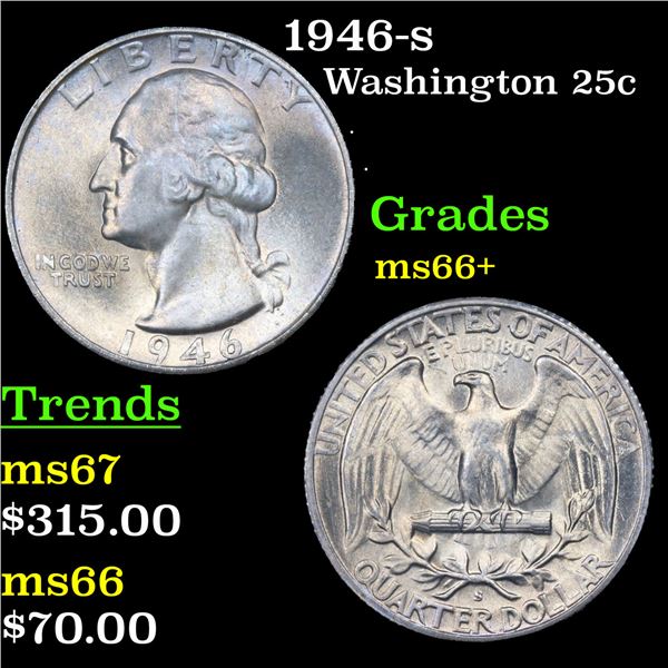 1946-s Washington Quarter 25c Grades GEM++ Unc