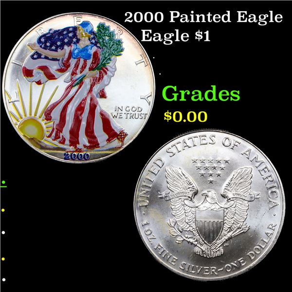 2000 Painted Eagle Silver Eagle Dollar $1