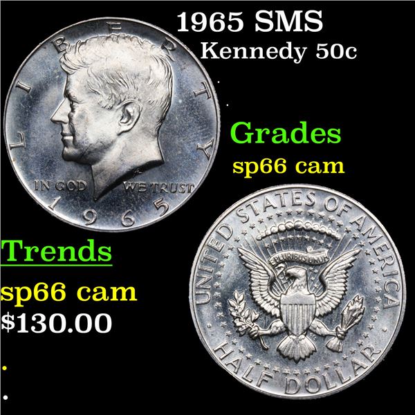 1965 SMS Kennedy Half Dollar 50c Grades sp66 cam