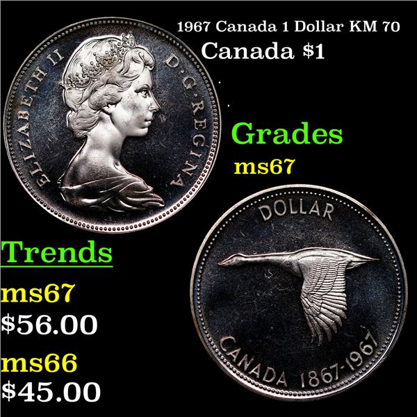 1967 Canada 1 Dollar KM 70 Grades GEM++ Unc
