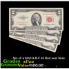 Image 1 : Set of 4 1953-A-B-C $2 Red seal Note Grades XF/AU