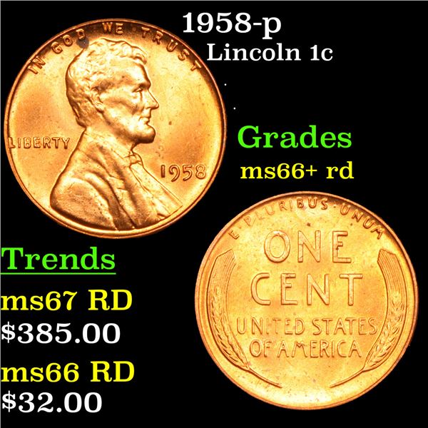 1958-p Lincoln Cent 1c Grades GEM++ RD