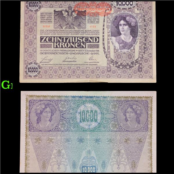 1922 Austia 10,000 Kronen Note P# 65 Grades vf++
