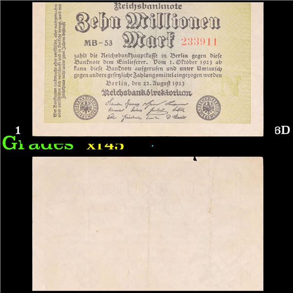 1923 Germany 10 Million Mark Note P# 106D Grades xf+