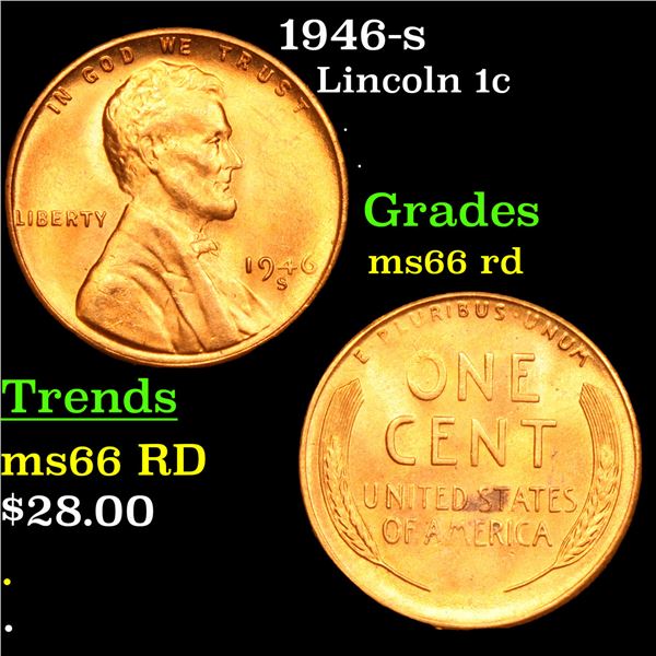 1946-s Lincoln Cent 1c Grades GEM+ Unc RD