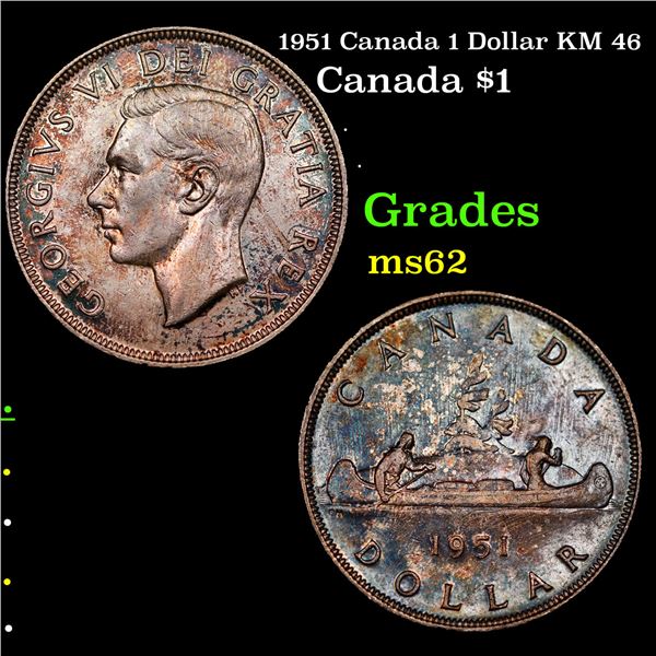 1951 Canada 1 Dollar KM 46 Grades Select Unc