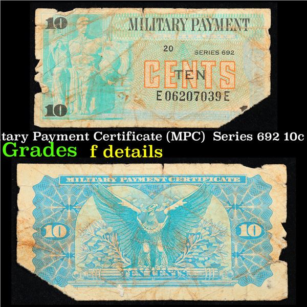 Military Payment Certificate (MPC)  Series 692 10c Cents Grades f details
