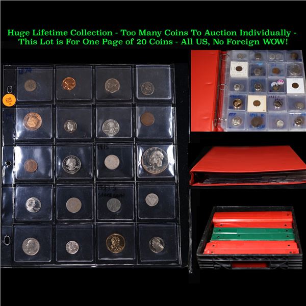 Huge Liifetime Collection - Too Many Coins To Auction Individually - This Lot is For One Page of 20 