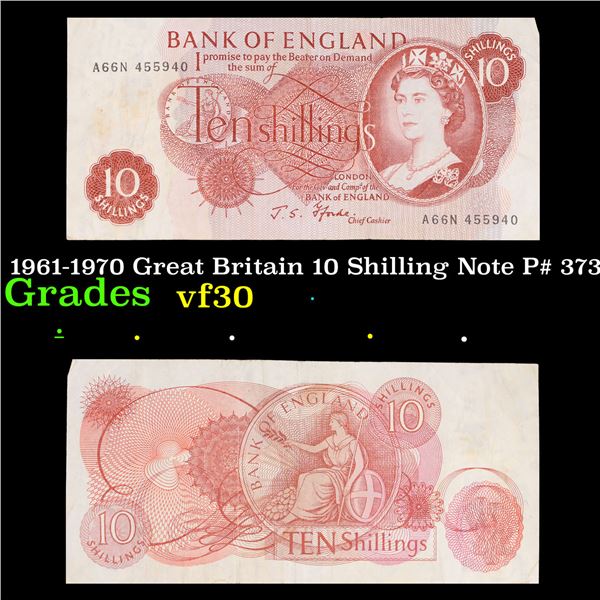 1961-1970 Great Britain 10 Shilling Note P# 373c Grades vf++