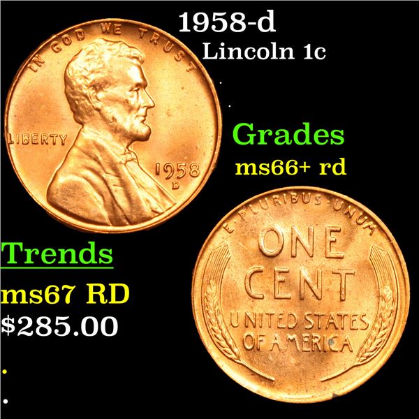 1958-d Lincoln Cent 1c Grades GEM++ RD