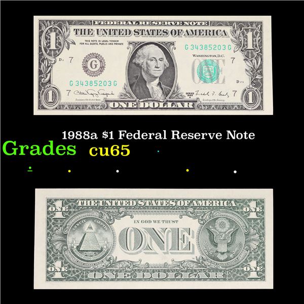 1988a $1 Federal Reserve Note Grades Gem CU