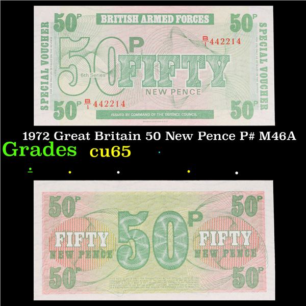 1972 Great Britain 50 New Pence P# M46A Grades Gem CU