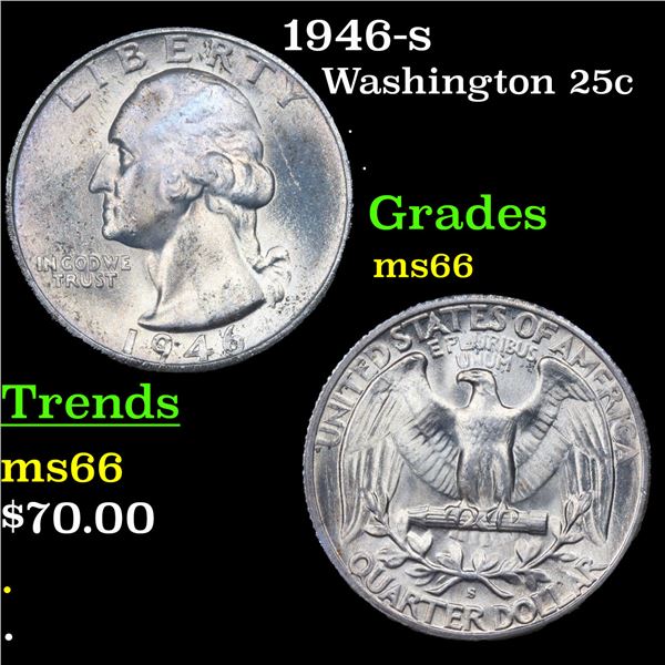 1946-s Washington Quarter 25c Grades GEM+ Unc