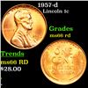 Image 1 : 1957-d Lincoln Cent 1c Grades GEM+ Unc RD