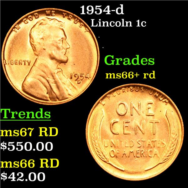 1954-d Lincoln Cent 1c Grades GEM++ RD