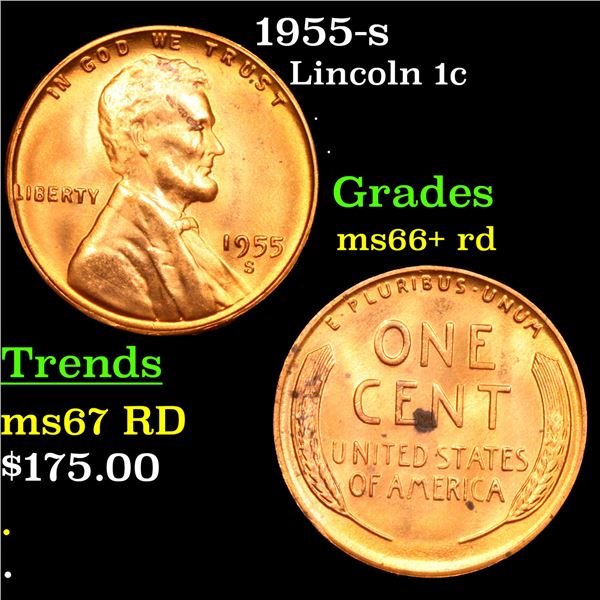 1955-s Lincoln Cent 1c Grades GEM++ RD