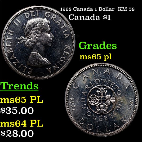 1968 Canada 1 Dollar  KM 58 Grades GEM Unc PL