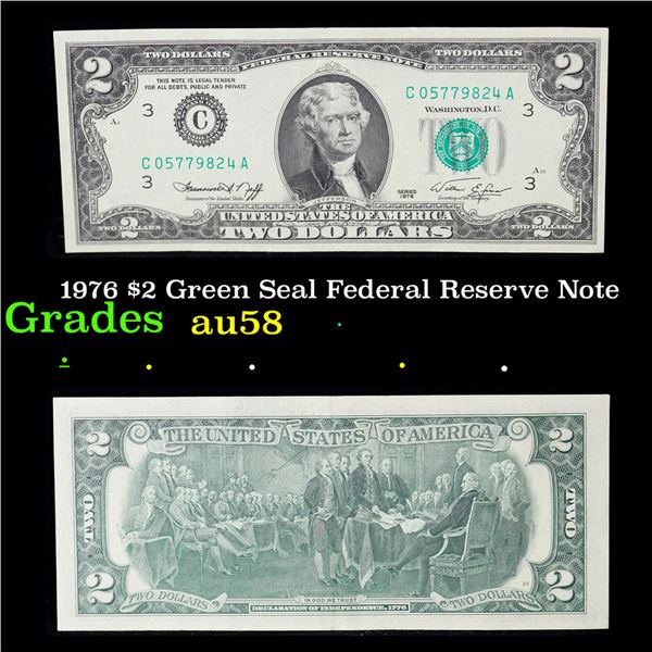 1976 $2 Green Seal Federal Reserve Note Grades Choice AU/BU Slider