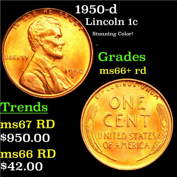 1950-d Lincoln Cent 1c Grades GEM++ RD