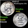 Image 1 : 1945-d Washington Quarter 25c Grades GEM+ Unc