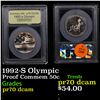 Image 1 : Proof 1992-S Olympic Modern Commem Half Dollar 50c Graded GEM++ Proof Deep Cameo BY USCG