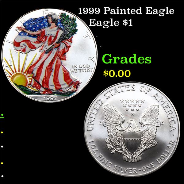 1999 Painted Eagle Silver Eagle Dollar $1