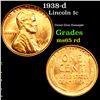 Image 1 : 1938-d Lincoln Cent 1c Grades GEM Unc RD