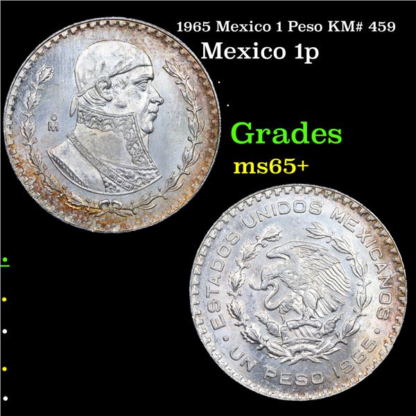 1965 Mexico 1 Peso KM# 459 Grades GEM+ Unc