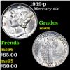Image 1 : 1939-p Mercury Dime 10c Grades GEM+ Unc