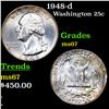 Image 1 : 1948-d Washington Quarter 25c Grades GEM++ Unc