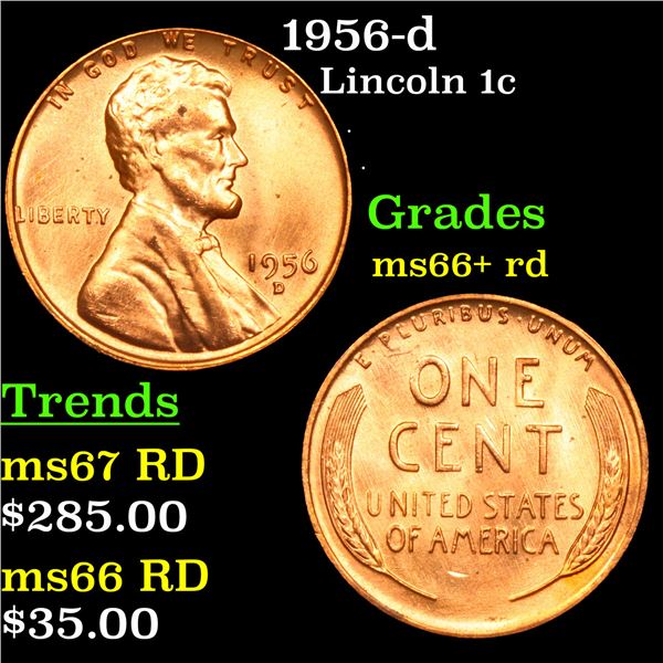 1956-d Lincoln Cent 1c Grades GEM++ RD