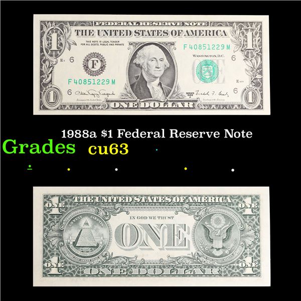 1988a $1 Federal Reserve Note Grades Select CU