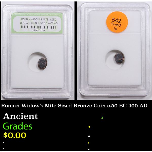Roman Widow's Mite Sized Bronze Coin c.50 BC-400 AD Graded By INB