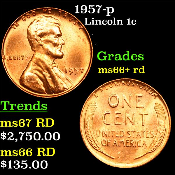 1957-p Lincoln Cent 1c Grades GEM++ RD