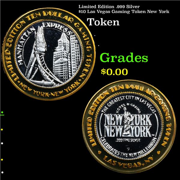 Limited Edition .999 Silver $10 Las Vegas Gaming Token New York